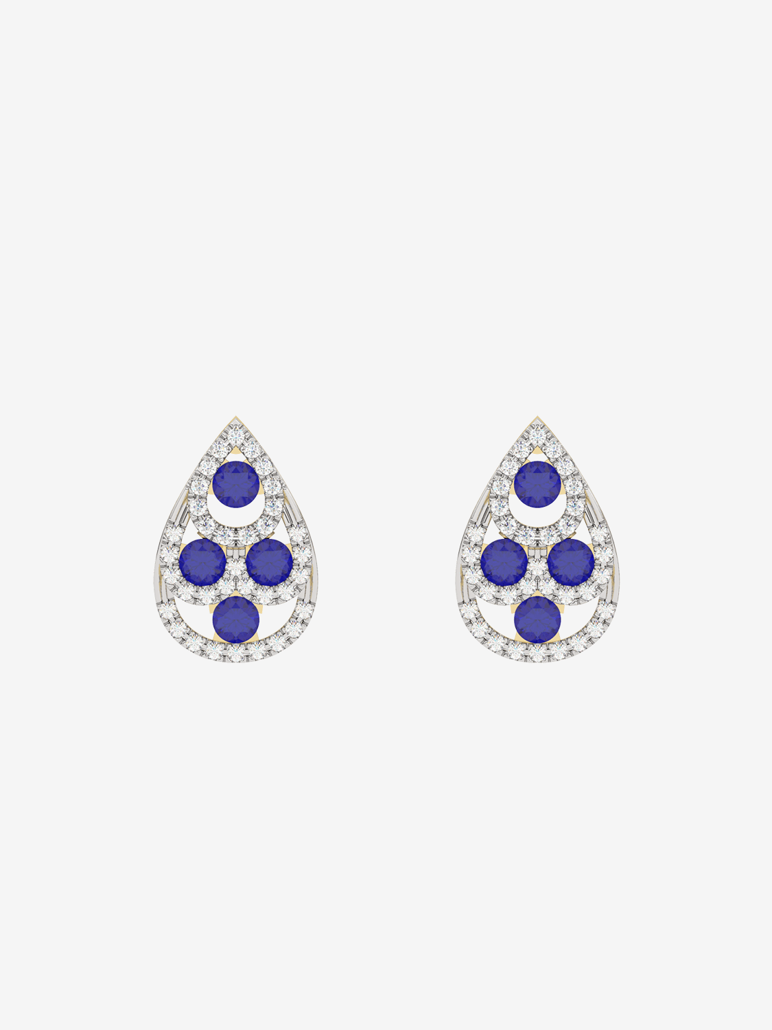 Eleganckie kolczyki z szafirami w kształcie kropli z diamentowymi akcentami od Venetia Jewels