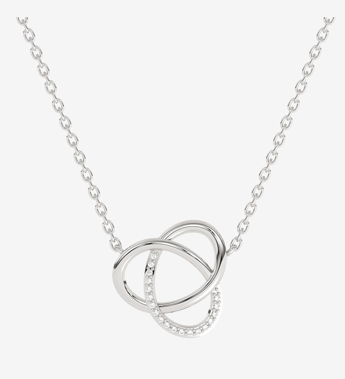 Naszyjnik złoty z brylantami w formie splecionych pierścieni, elegancka biżuteria na każdą okazję