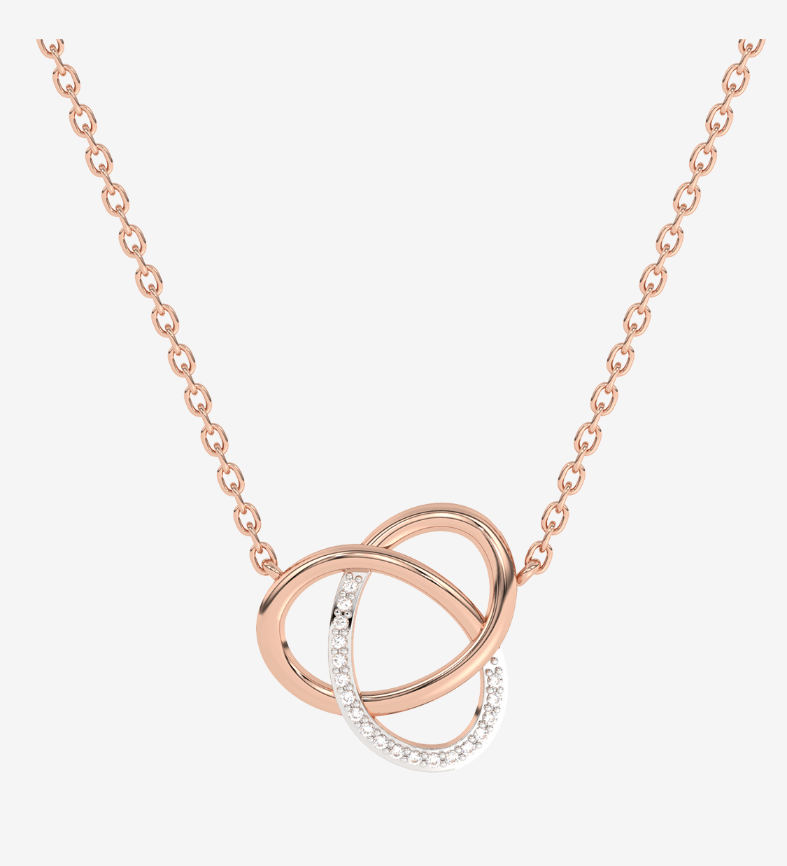 Naszyjnik złoty z brylantami z delikatnym wzorem w kształcie splątania na łańcuszku