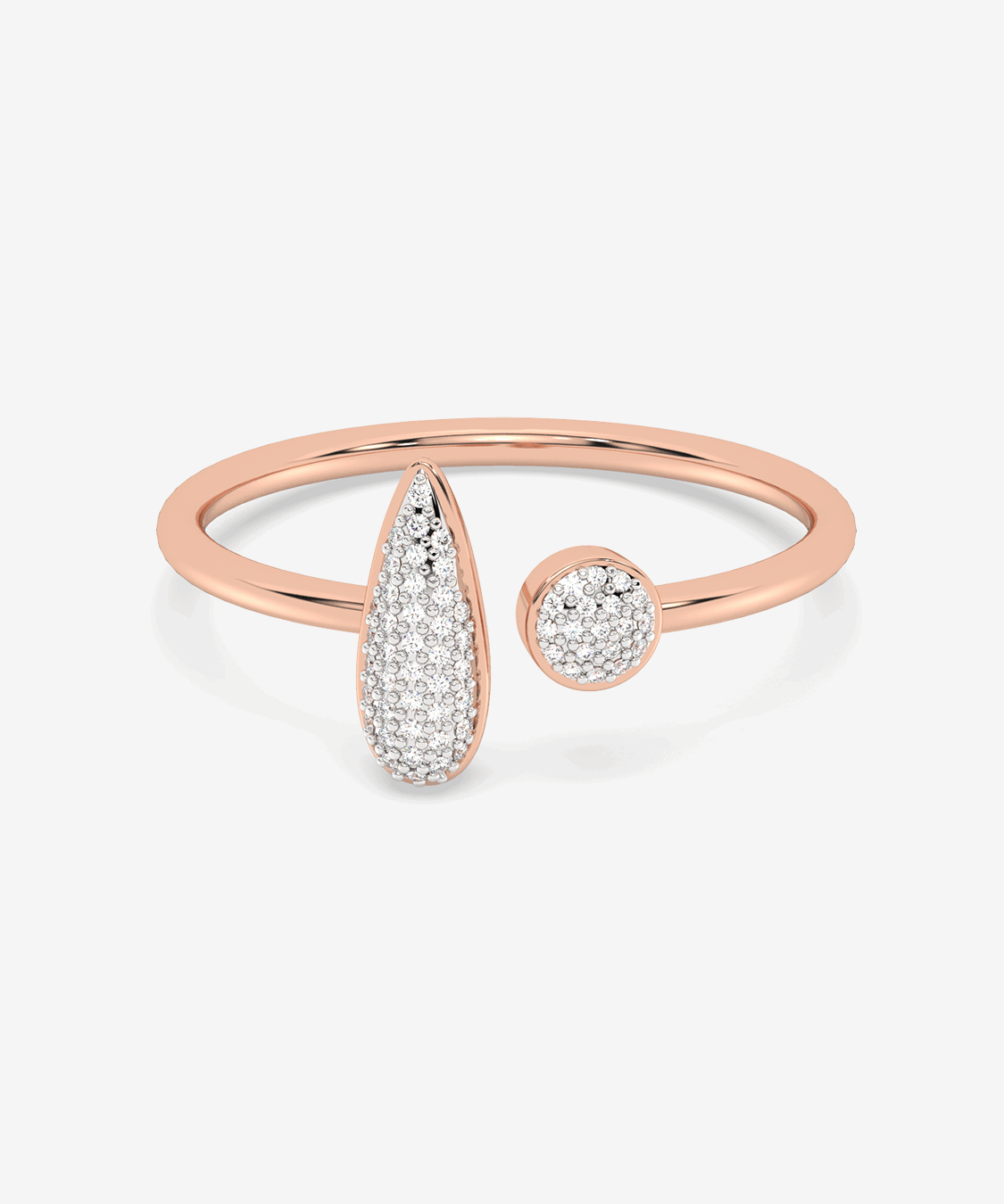 Otwarty pierścionek z brylantami od Venetia Jewels w różowym złocie z unikalnym designem