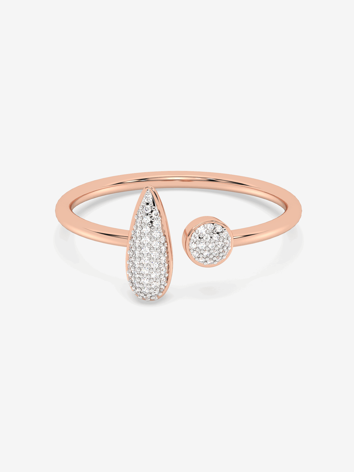 Otwarty pierścionek z brylantami od Venetia Jewels w różowym złocie z unikalnym designem