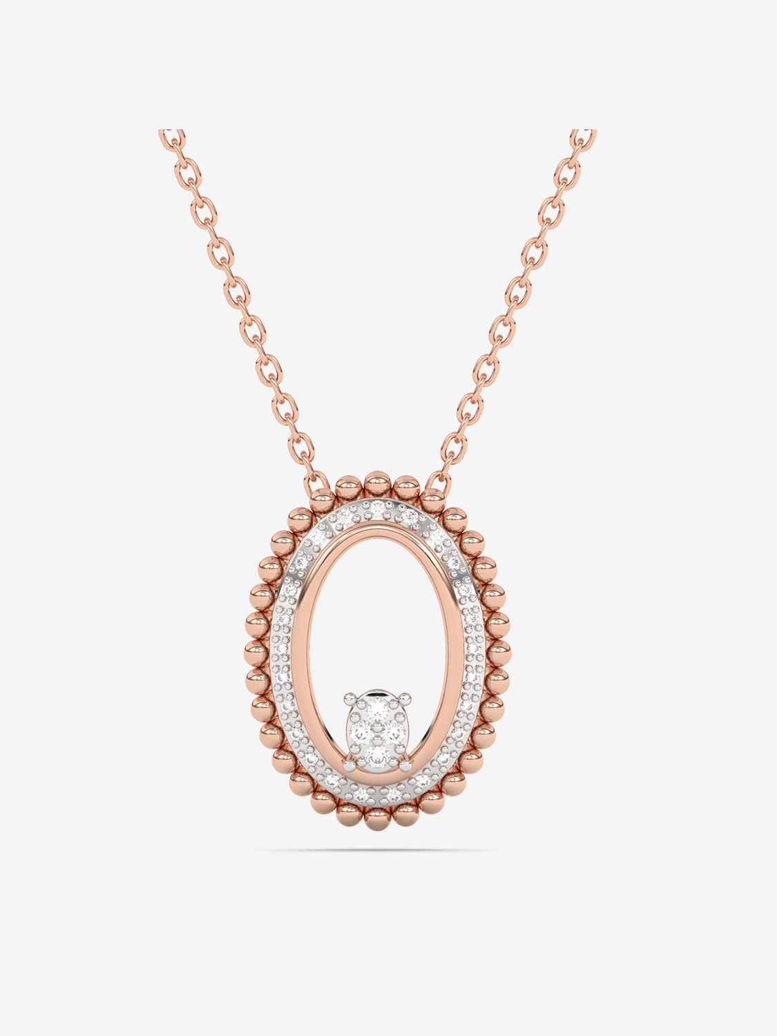 Owalny wisiorek vintage od Venetia Jewels z diamentowym akcentem na delikatnym łańcuszku