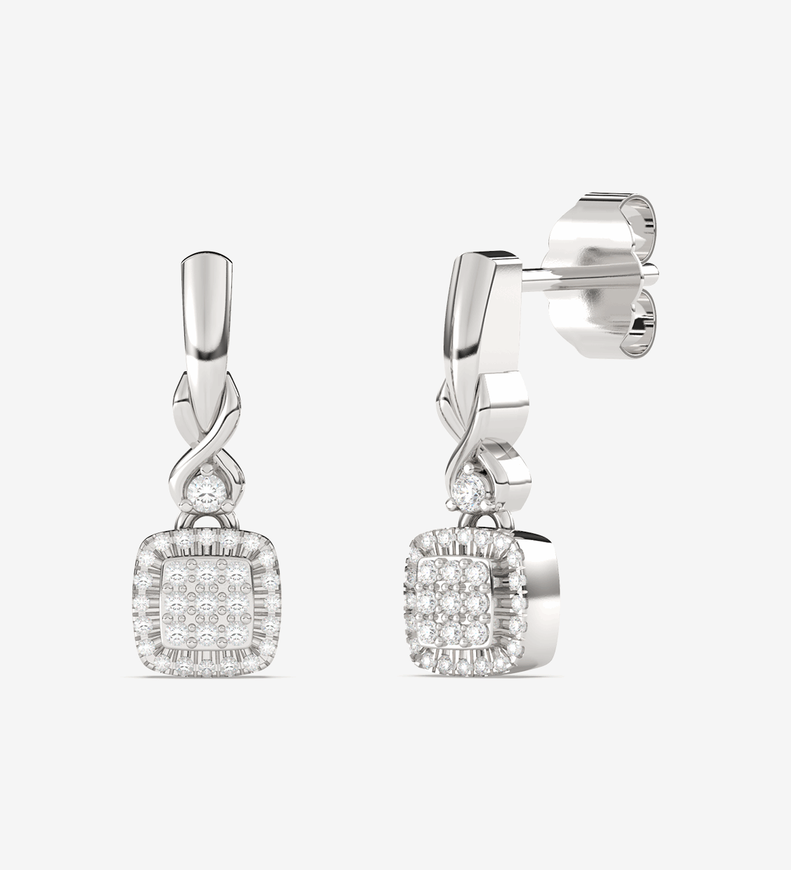 Eleganckie kwadratowe złote kolczyki z brylantami od Venetia Jewels z wyjątkowym blaskiem