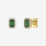 Szmaragdowe kolczyki vintage od Venetia Jewels z diamentowymi akcentami w złotej oprawie