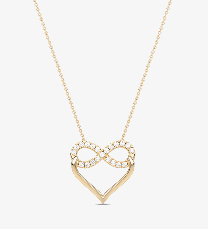 Wisiorek serce nieskończoność złoto z diamentowym wykończeniem, idealny na prezent
