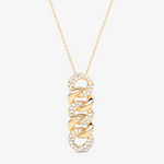 Wisiorek z ogniwami łańcucha złoto 14k z kryształkami dla eleganckiego wykończenia każdej stylizacji