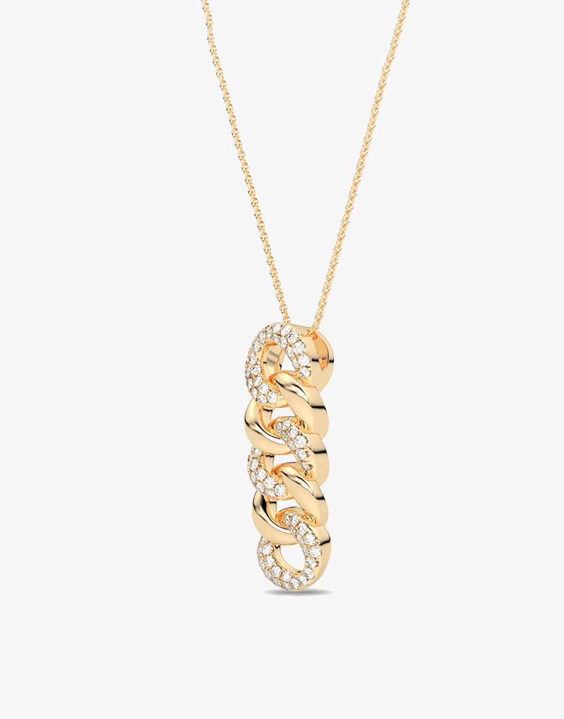 Wisiorek z ogniwami łańcucha złoto 14k z diamentowymi akcentami dla eleganckiego wyglądu