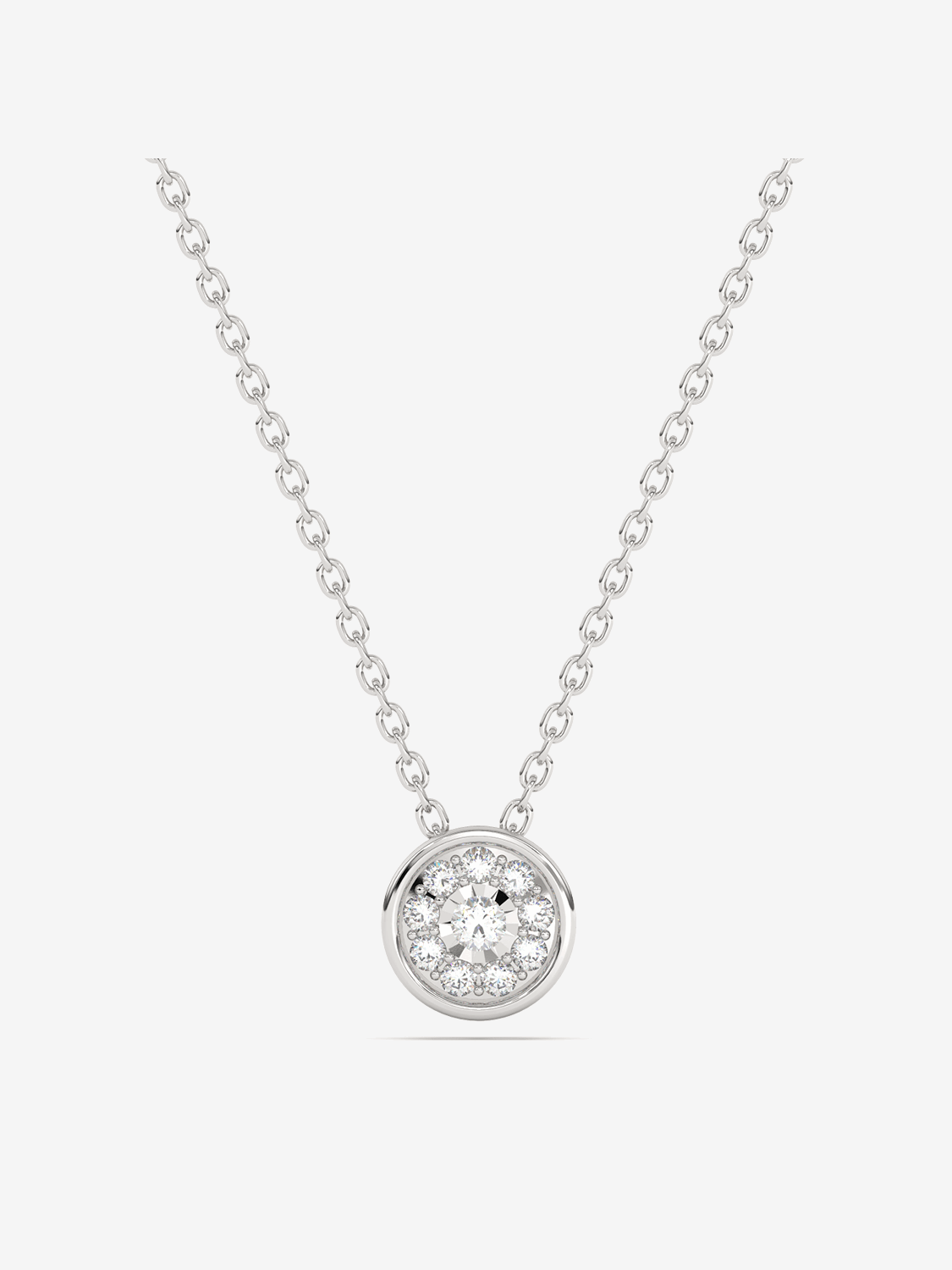 Srebrna zawieszka halo z brylantami na łańcuszku od Venetia Jewels, elegancki dodatek na każdą okazję