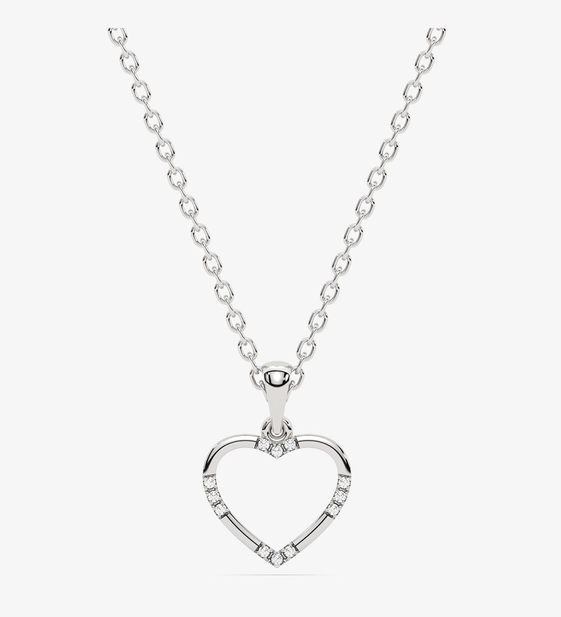 Zawieszka serce złoto 585 z diamentami na delikatnym srebrnym łańcuszku