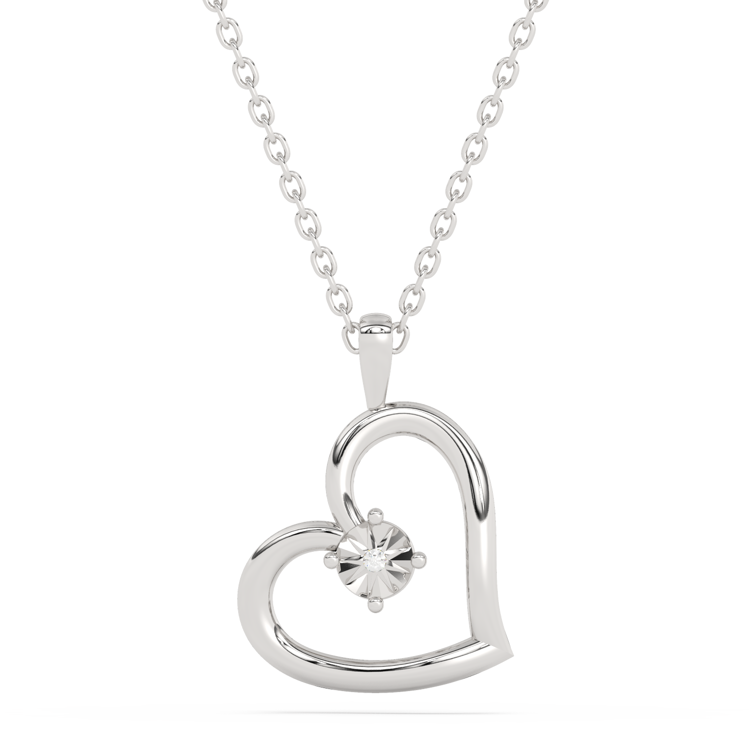 Zawieszka serce złoto 585 z diamentem, elegancka biżuteria od Venetia Jewels na srebrnym łańcuszku