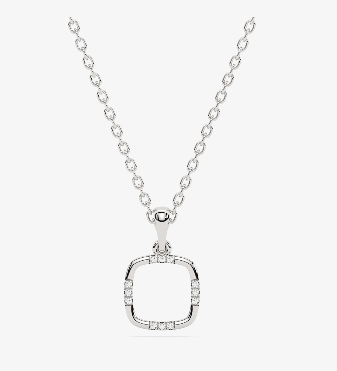 Srebrna naszyjnik z zawieszką z brylantami w kształcie kwadratu dla eleganckich stylizacji