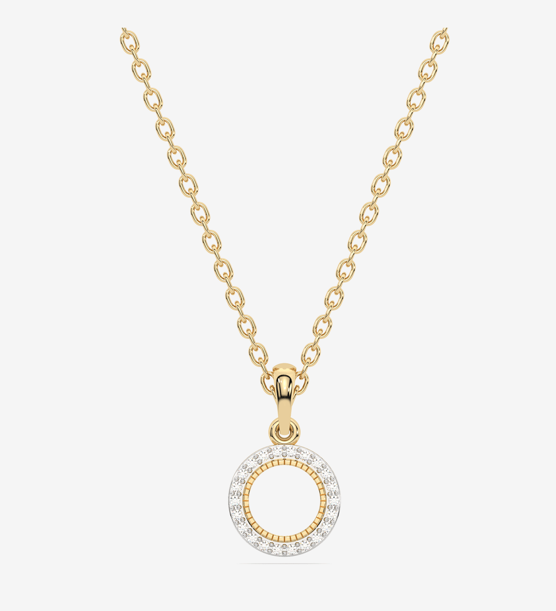 Zawieszka z brylantami złoto 14k z okrągłym wisiorkiem na złotym łańcuszku