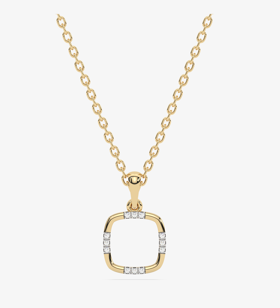 Złoty naszyjnik z zawieszką z brylantami w kształcie kwadratu, elegancka biżuteria od Venetia Jewels