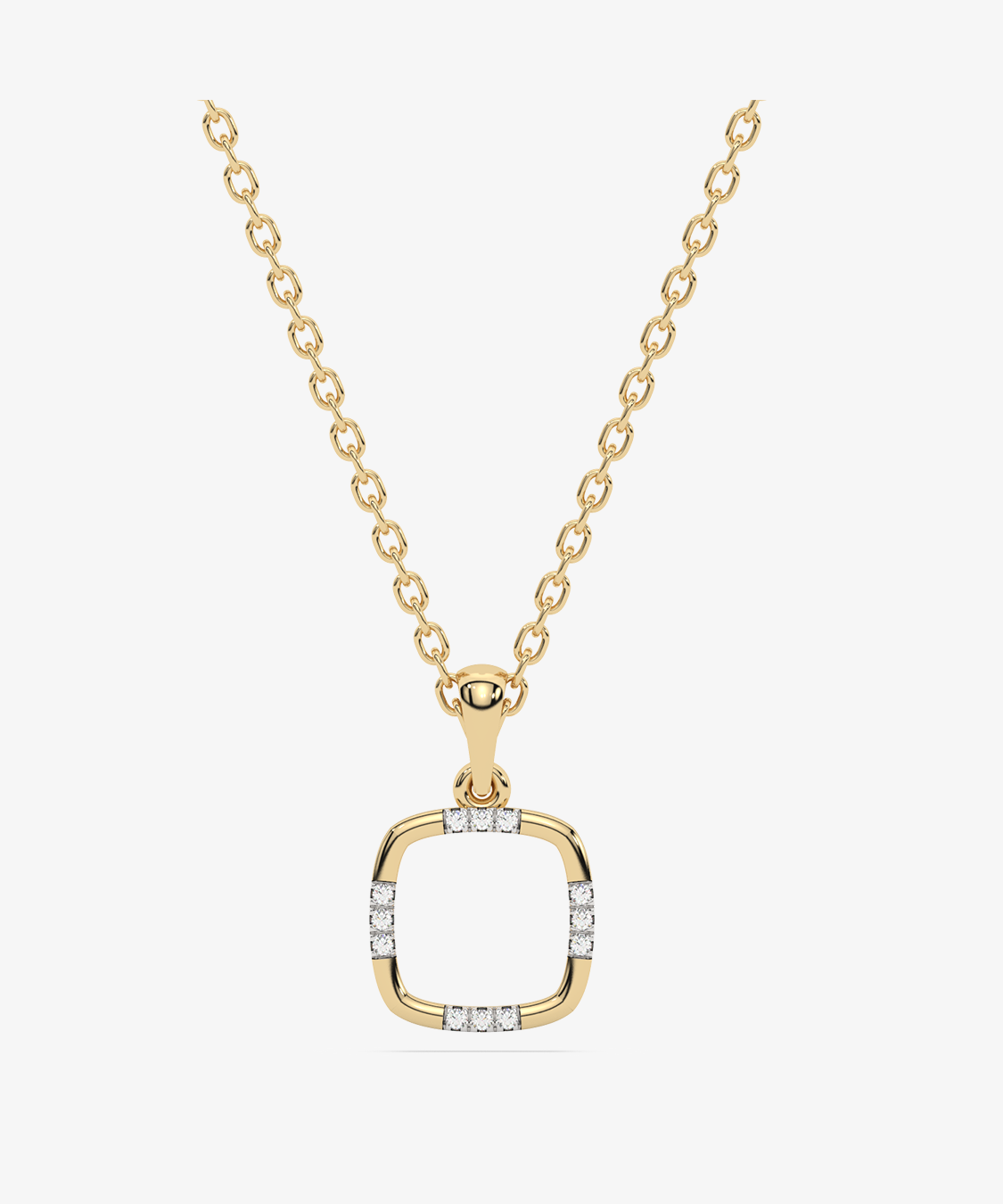Złoty naszyjnik z zawieszką z brylantami w kształcie kwadratu, elegancka biżuteria od Venetia Jewels
