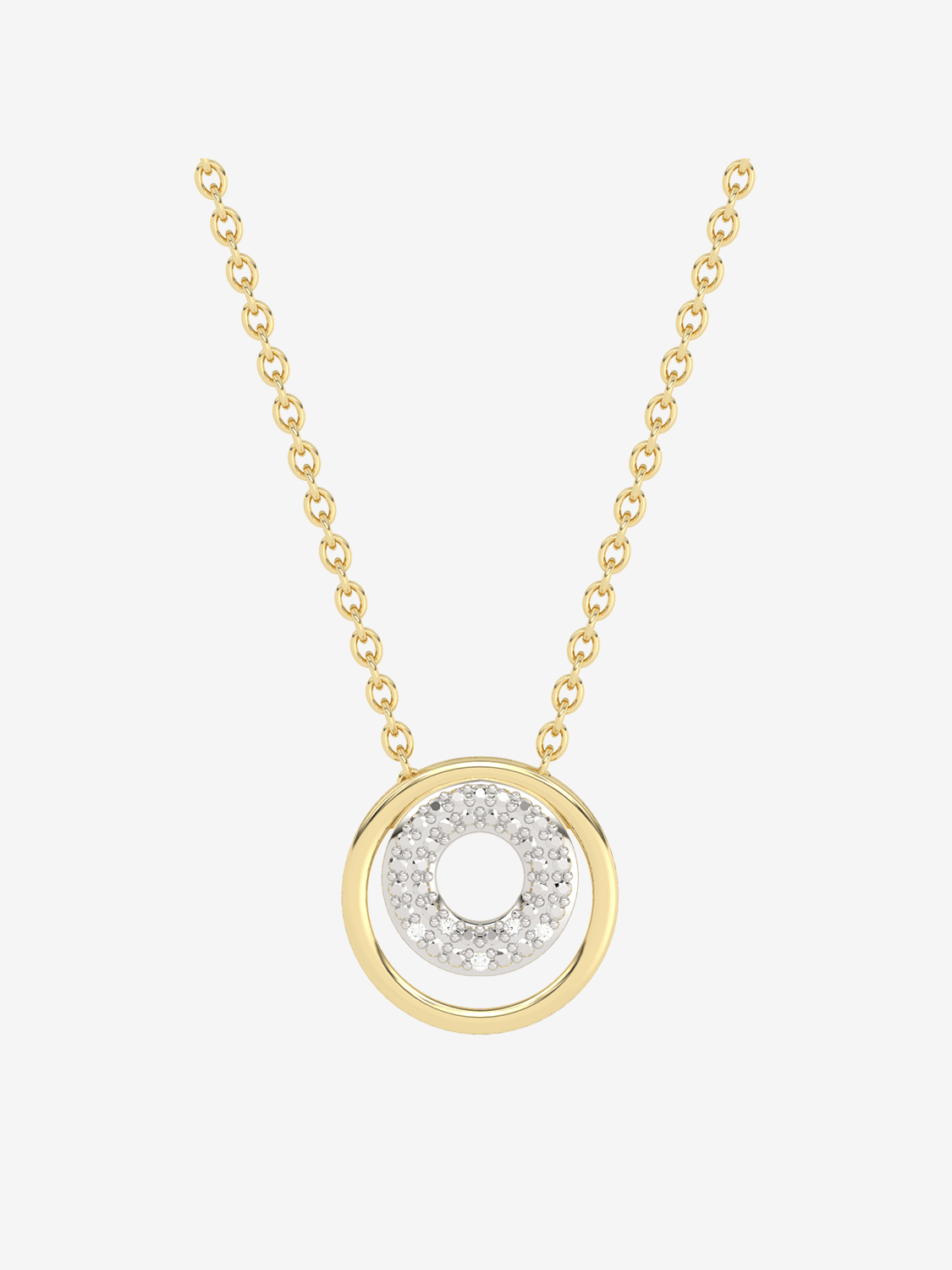 Złoty naszyjnik Venetia Jewels z zawieszką złota podwójna obręcz i błyszczącymi diamentami
