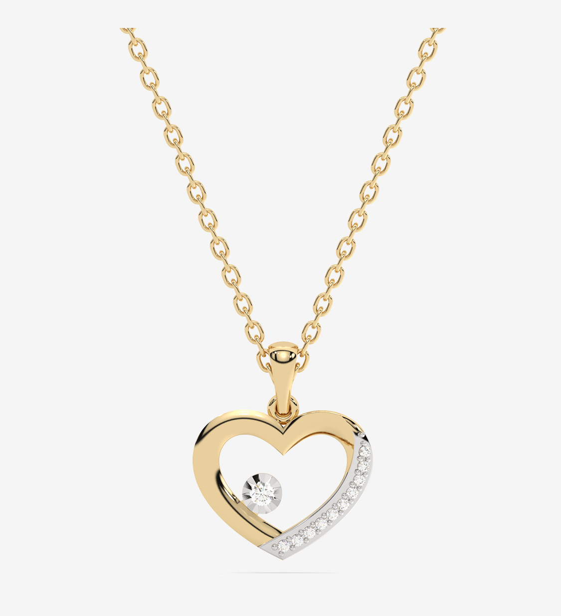 Złota zawieszka serce z brylantami w delikatnym wzorze na łańcuszku, idealna na prezent