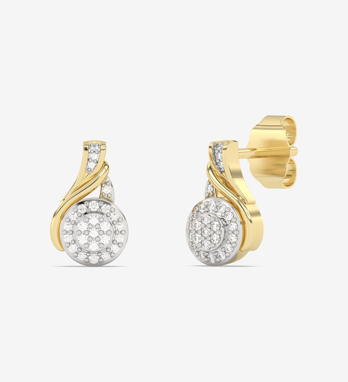 Złote kolczyki w kształcie łezek z brylantami, elegancka biżuteria od Venetia Jewels