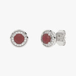 Złote kolczyki z rubinami i brylantami w eleganckim, okrągłym kształcie od Venetia Jewels