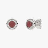 Złote kolczyki z rubinami i brylantami w eleganckim, okrągłym kształcie od Venetia Jewels