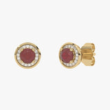 Złote kolczyki z rubinami i brylantami od Venetia Jewels z delikatnym designem