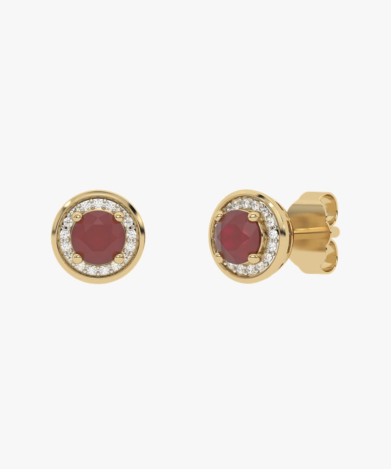 Złote kolczyki z rubinami i brylantami od Venetia Jewels z delikatnym designem