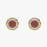 Złote kolczyki z rubinami i brylantami z okrągłym wzorem, elegancka biżuteria od Venetia Jewels