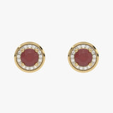 Złote kolczyki z rubinami i brylantami z okrągłym wzorem, elegancka biżuteria od Venetia Jewels