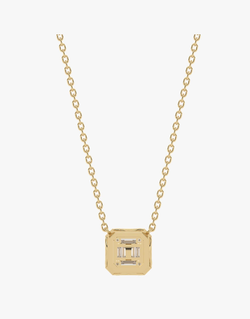 Złoty naszyjnik z brylantami od Venetia Jewels z eleganckim, geometrycznym zawieszeniem