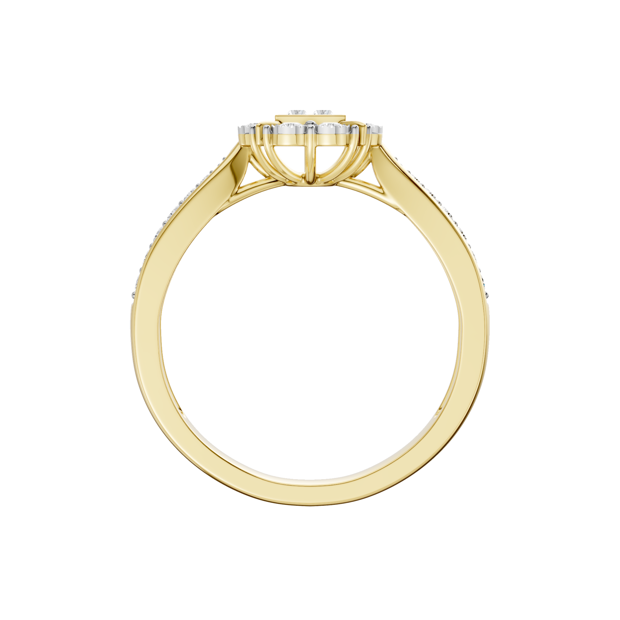 Złoty pierścionek z brylantami od Venetia Jewels z eleganckim wzornictwem i lśniącymi diamentami