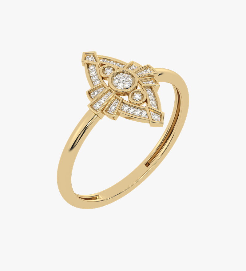 Złoty pierścionek z brylantami o unikalnym wzornictwie, idealny na wyjątkowe okazje