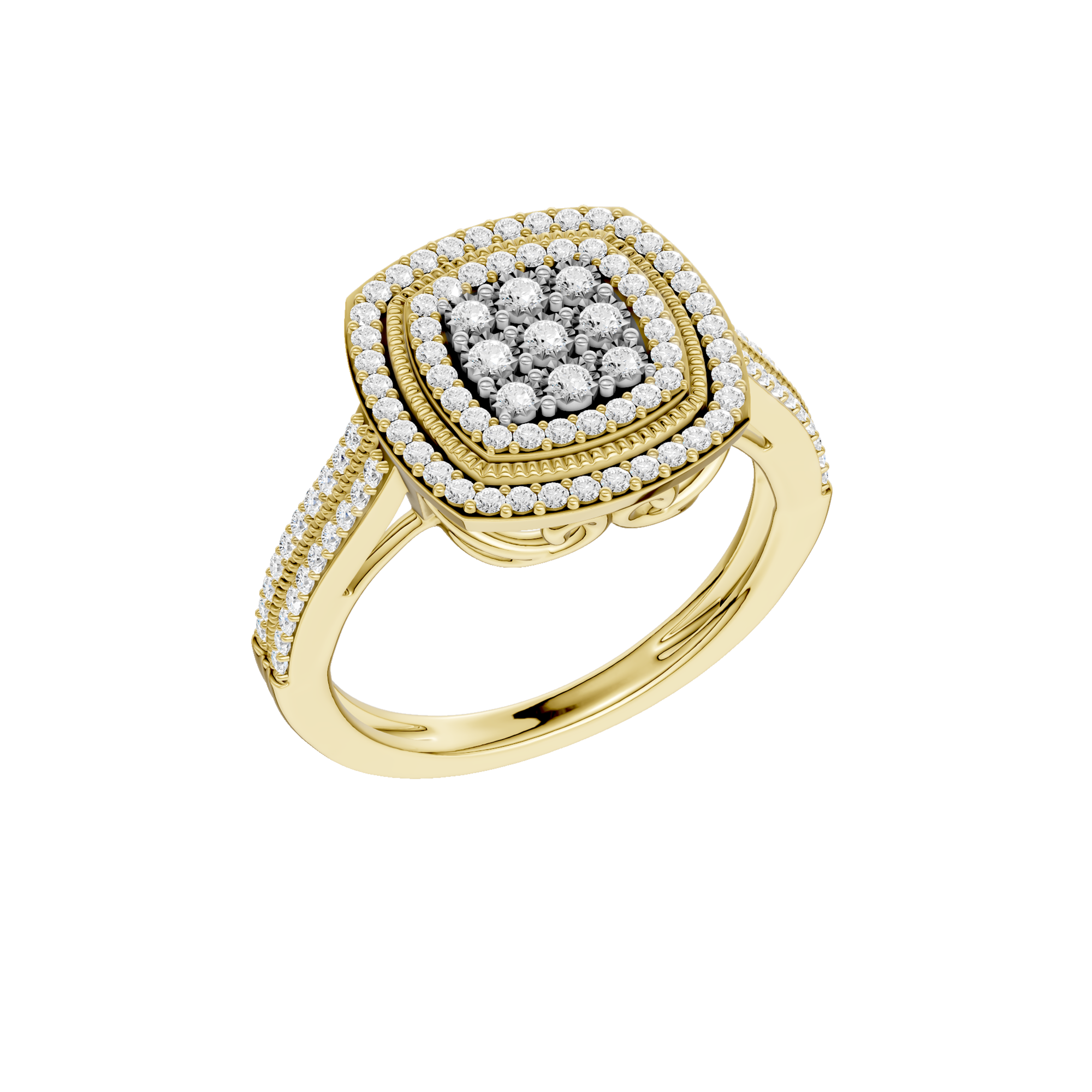 Złoty pierścionek z brylantami o klasycznym wzorze, idealny na eleganckie okazje