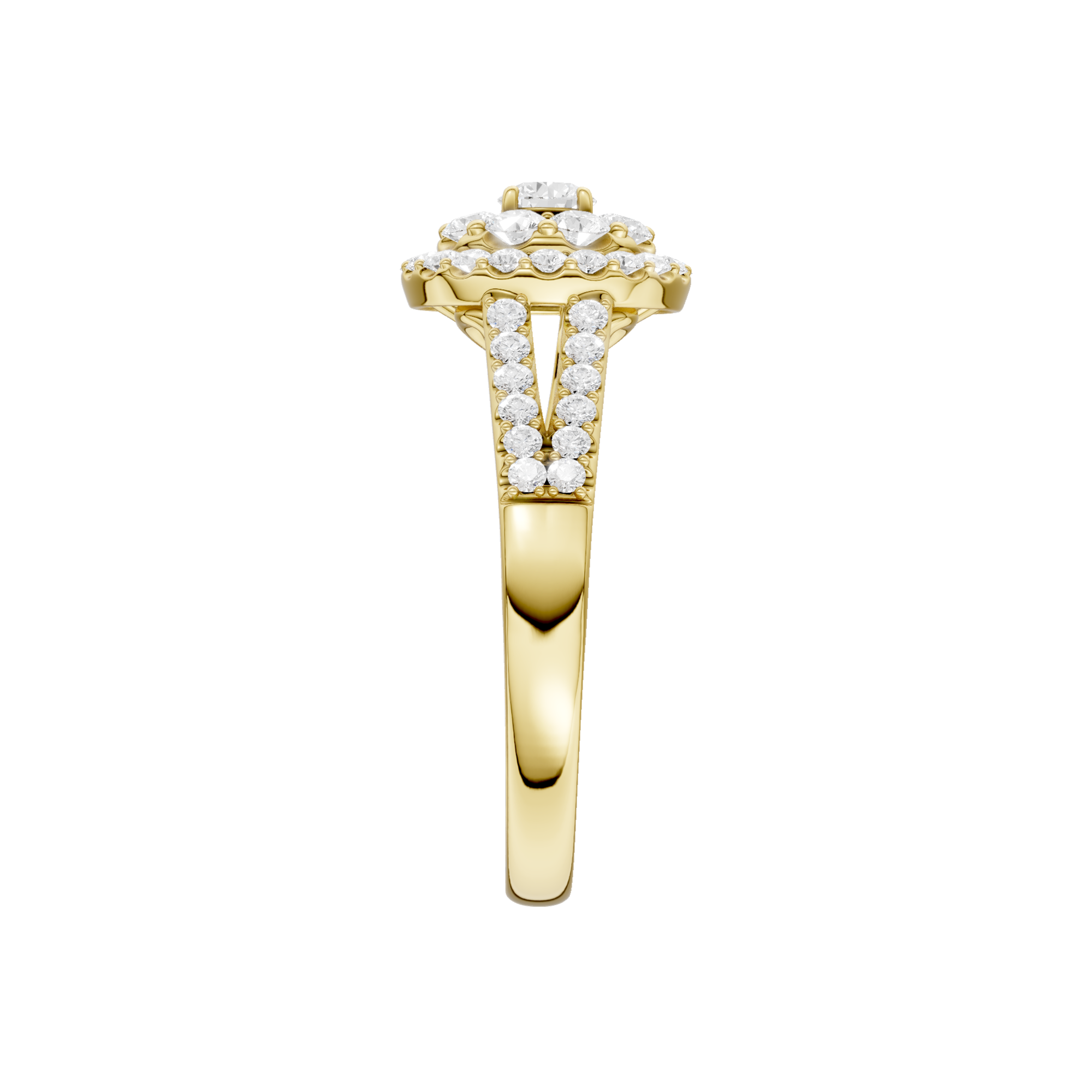 Złoty pierścionek z brylantami od Venetia Jewels z eleganckim zdobieniem i błyszczącymi detalami