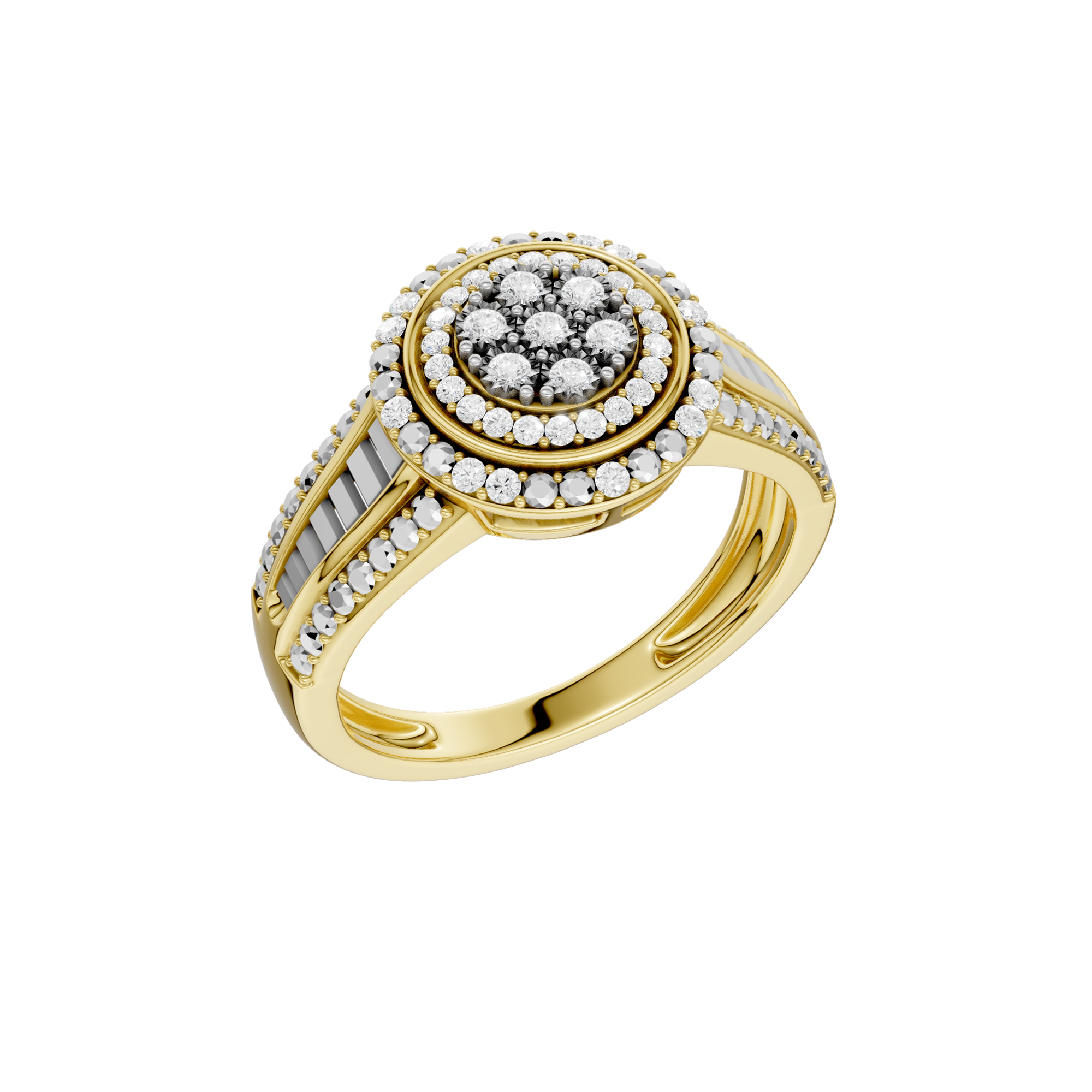 Złoty pierścionek z brylantami w eleganckim designie, idealny na specjalne okazje