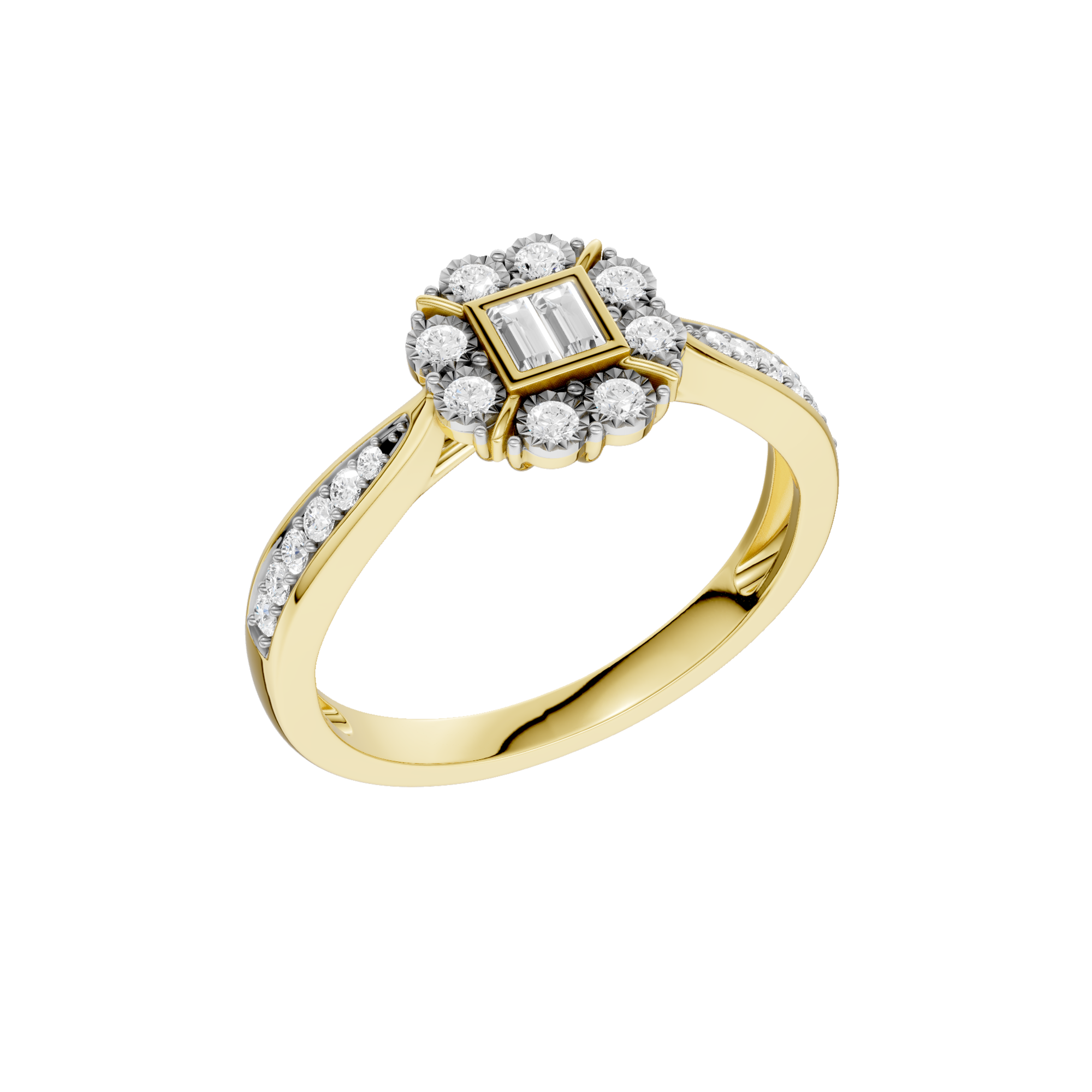 Złoty pierścionek z brylantami z centralnym diamentem w eleganckim designie od Venetia Jewels