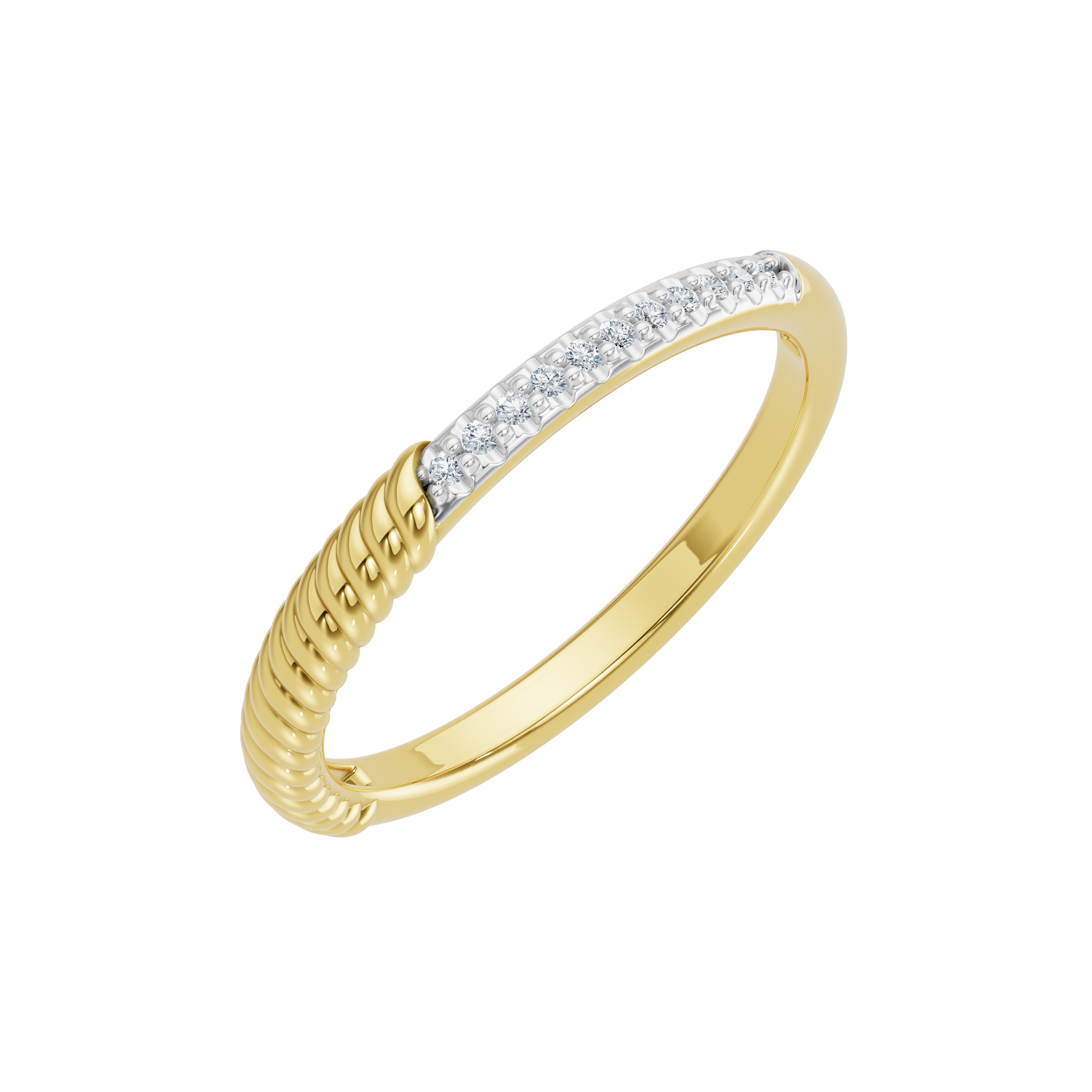 Złoty pierścionek z brylantami z delikatnym splotem dla eleganckiego wykończenia biżuterii