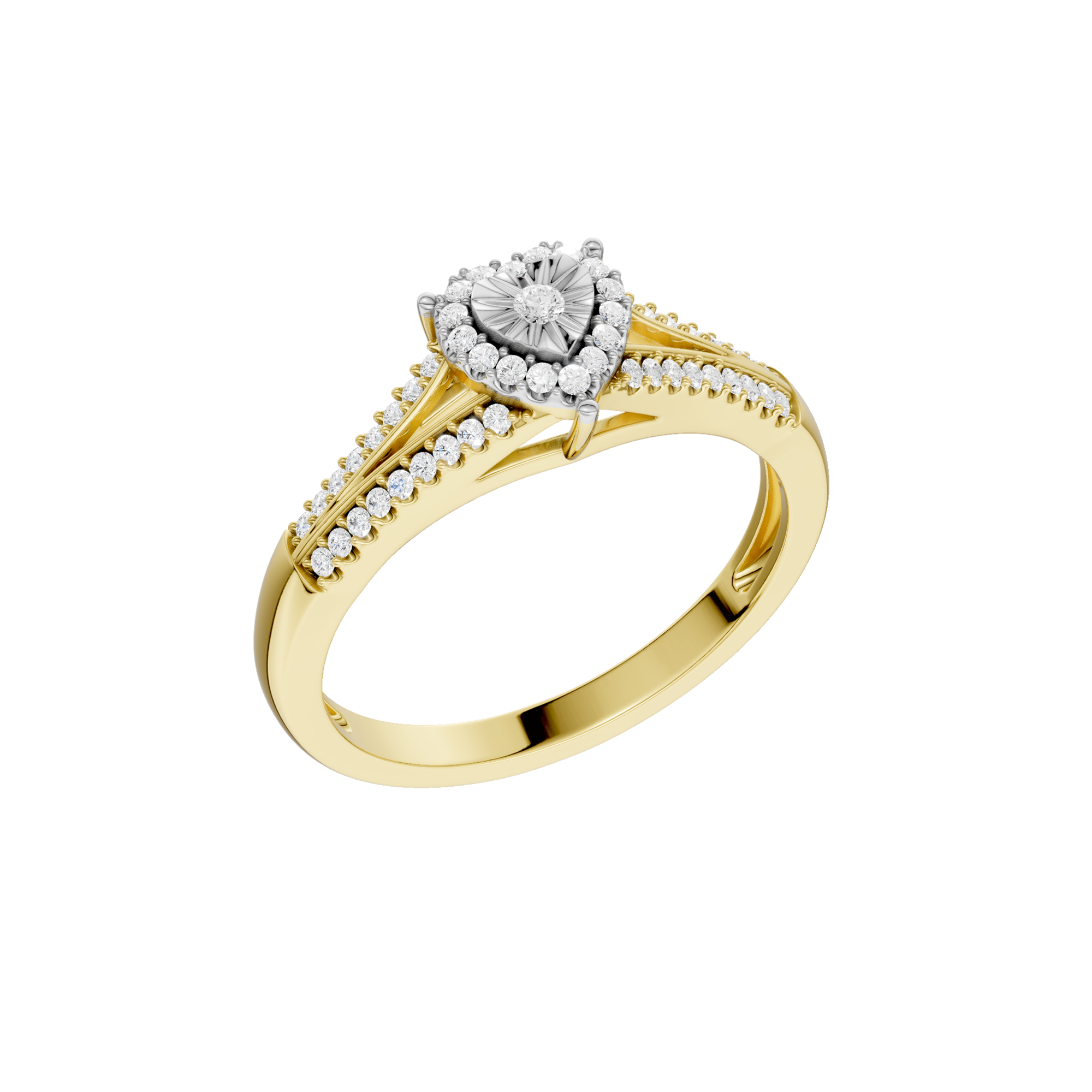 Złoty pierścionek z brylantami serce od Venetia Jewels z eleganckim wzorem i delikatnym wykończeniem