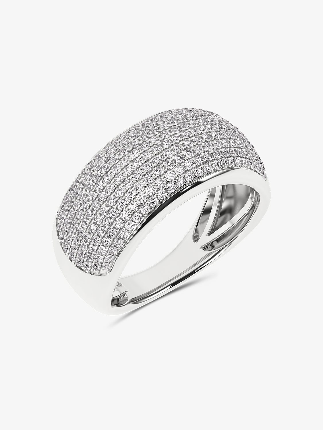 Złoty pierścionek z brylantami o eleganckim, falistym wykończeniu od Venetia Jewels
