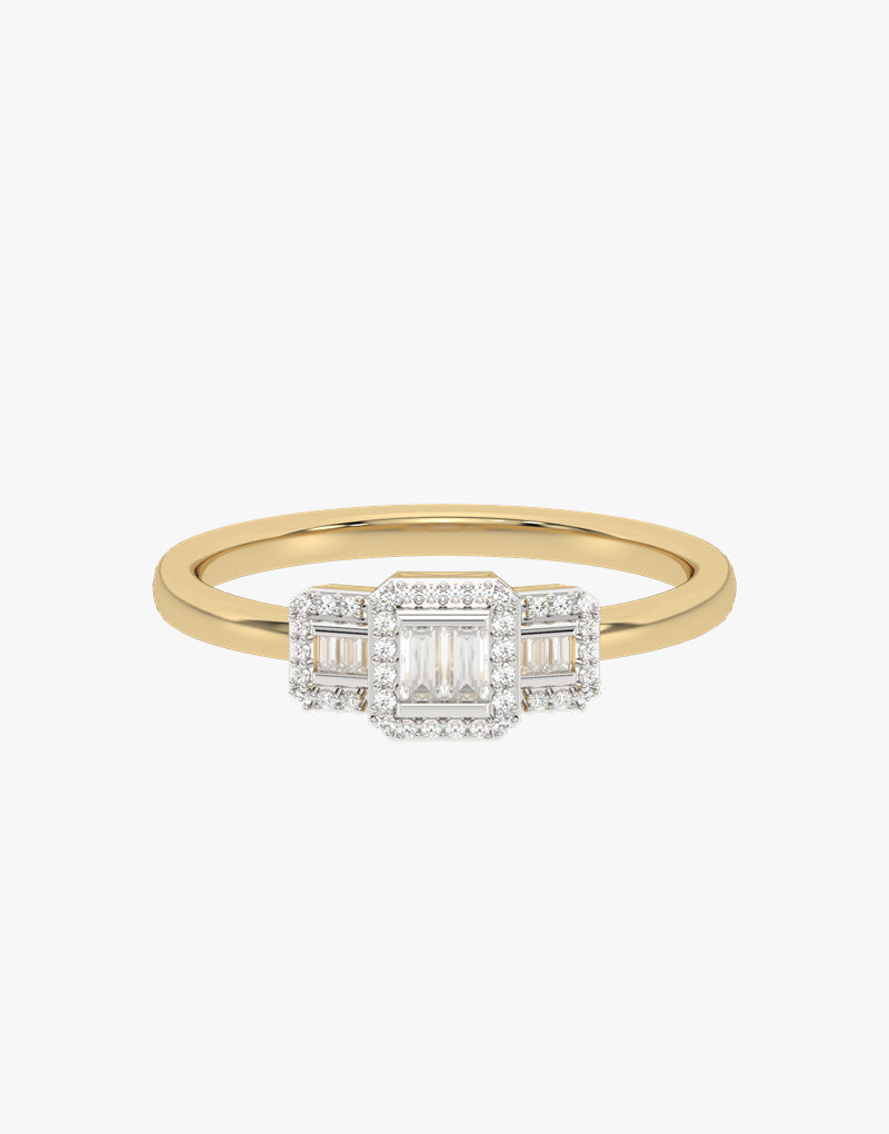Złoty pierścionek z brylantami od Venetia Jewels, elegancki design z centralnym brylantem