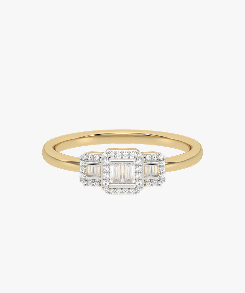 Złoty pierścionek z brylantami od Venetia Jewels, elegancki design z centralnym brylantem