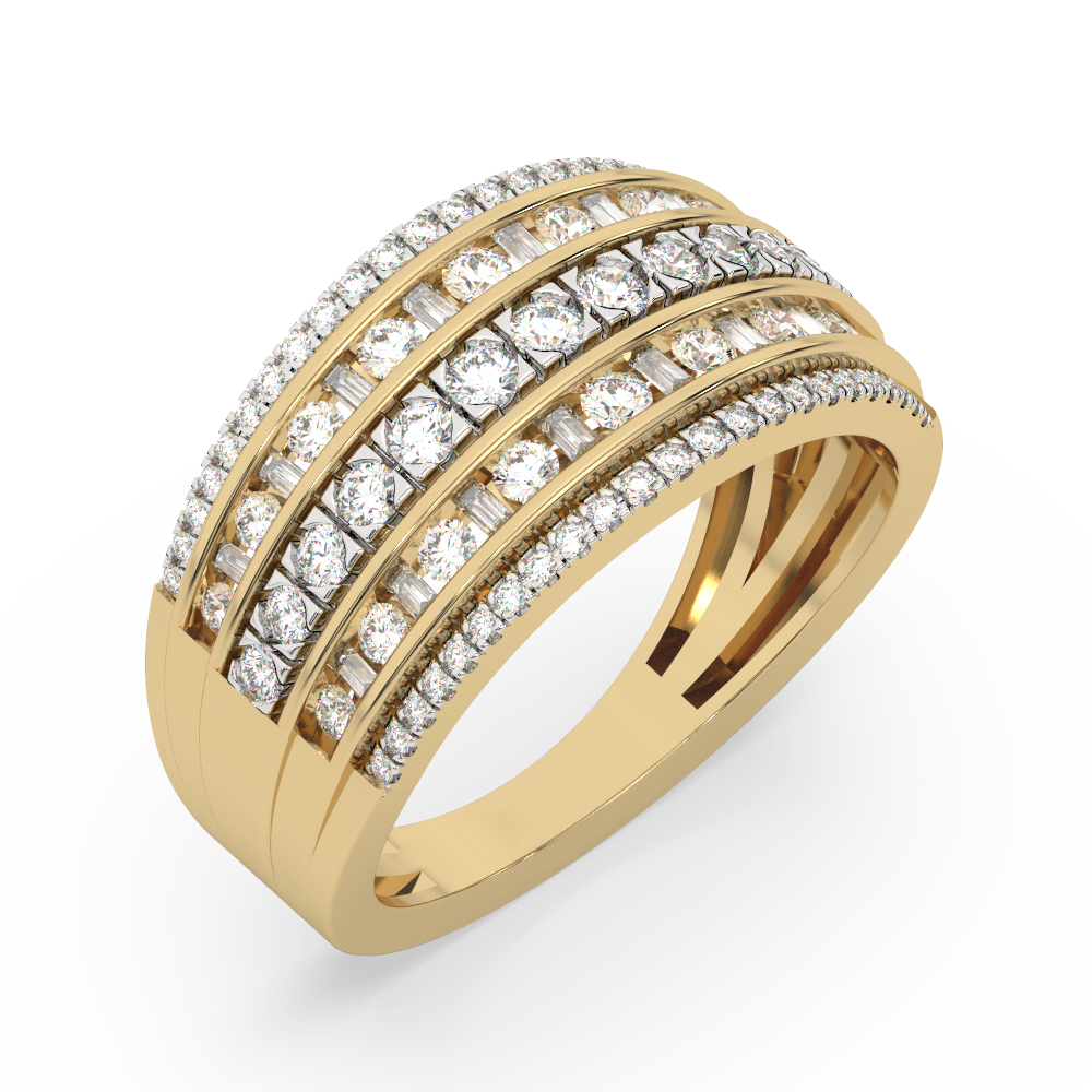 VBR-9671100 złoty pierścionek z brylantami o eleganckim wzornictwie i błyszczących kamieniach