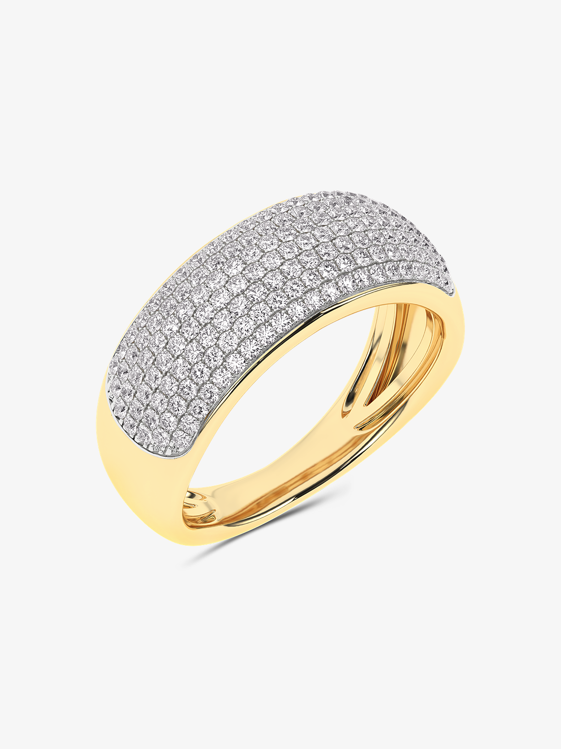 Złoty pierścionek z brylantami od Venetia Jewels z błyszczącą, zdobioną powierzchnią