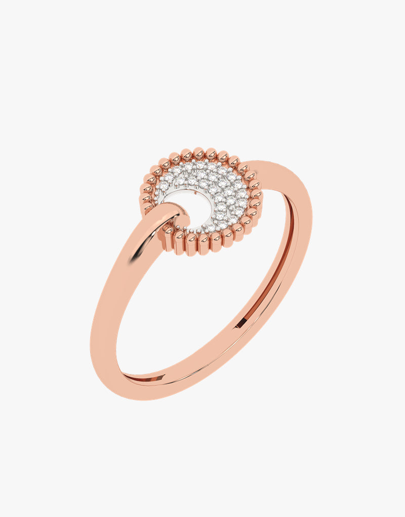 Złoty pierścionek z dyskiem pave od Venetia Jewels o eleganckim i nowoczesnym designie