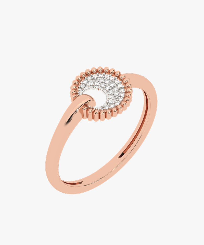 Złoty pierścionek z dyskiem pave od Venetia Jewels o eleganckim i nowoczesnym designie