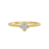 Złoty pierścionek z koniczynką i brylantami od Venetia Jewels, elegancka biżuteria na każdą okazję