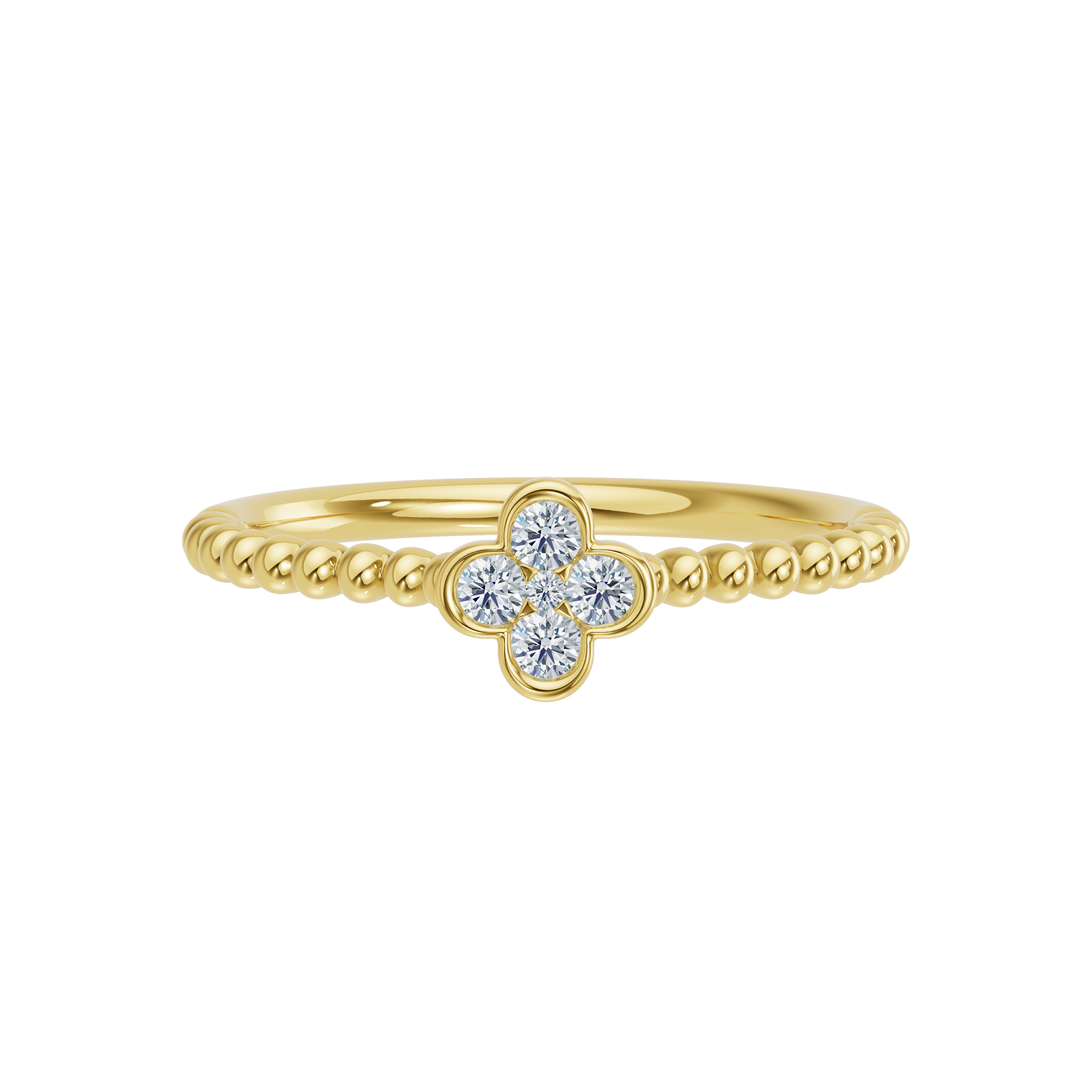 Złoty pierścionek z koniczynką i brylantami od Venetia Jewels, elegancka biżuteria na każdą okazję