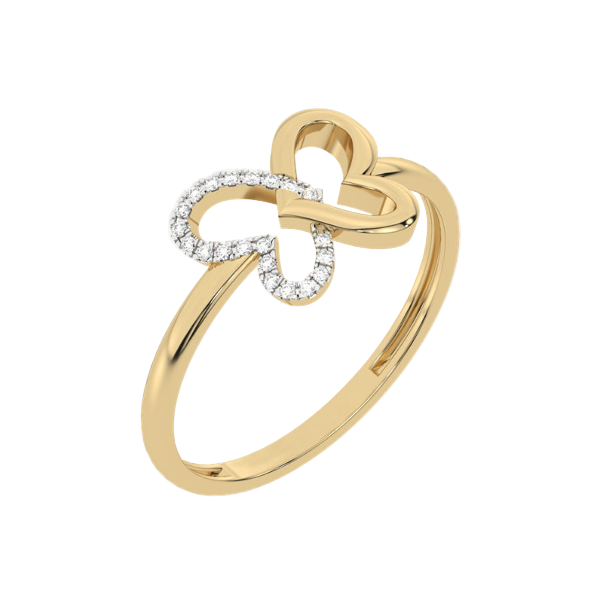 Złoty pierścionek z motylem ozdobiony błyszczącymi kamieniami, elegancka biżuteria od Venetia Jewels