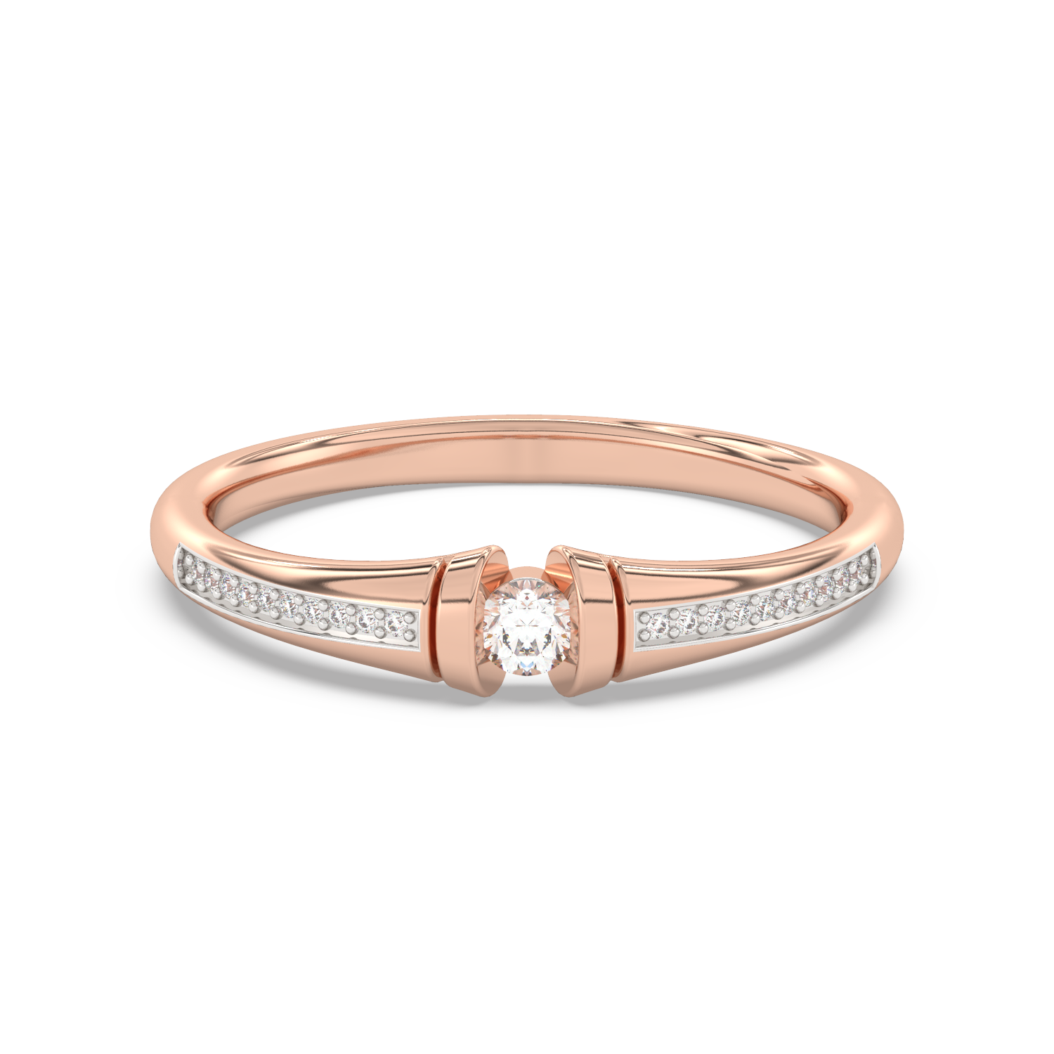 Złoty pierścionek z pół-paskami brylantów od Venetia Jewels, elegancka biżuteria na każdą okazję