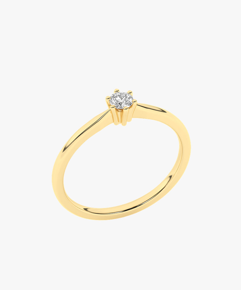 Złoty pierścionek zaręczynowy z brylantem od Venetia Jewels, elegancki i romantyczny design