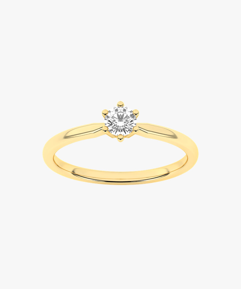 Złoty pierścionek zaręczynowy z brylantem od Venetia Jewels z delikatnym i eleganckim designem