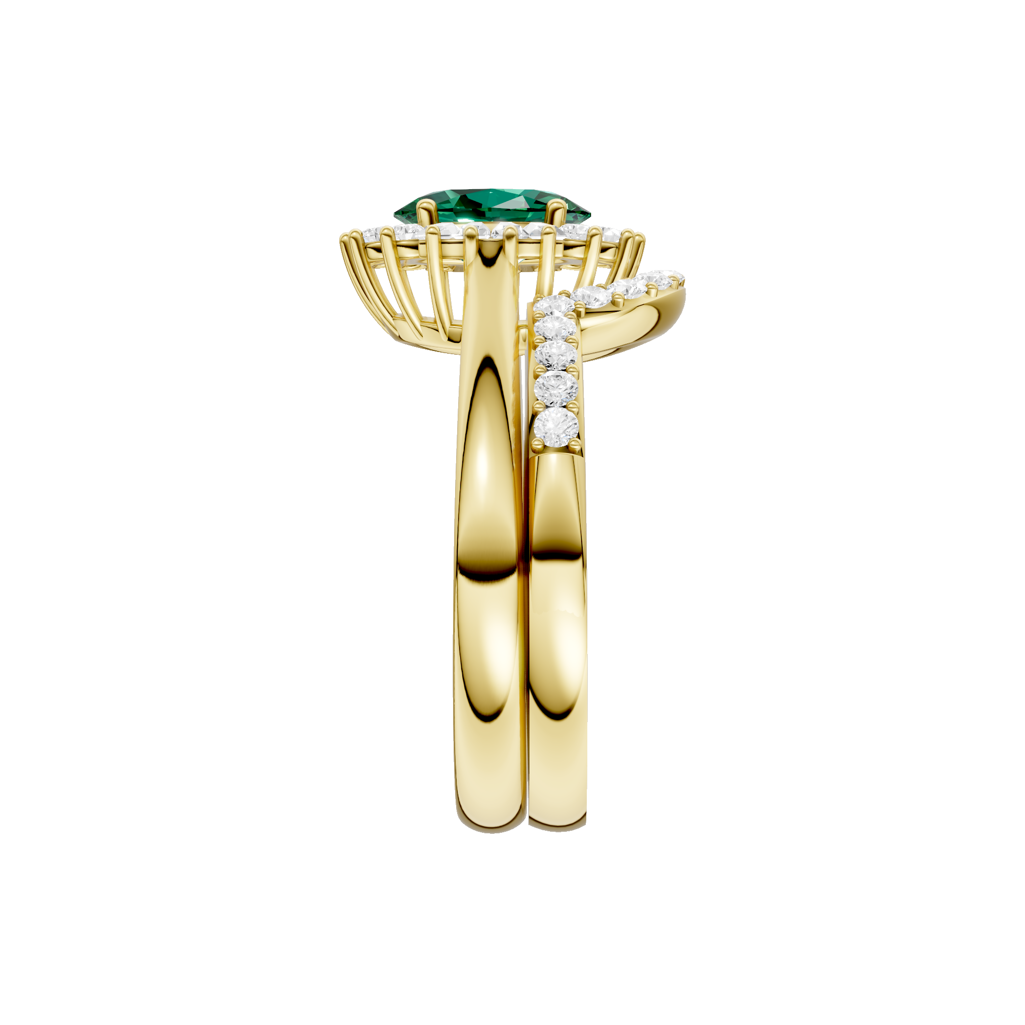 Złoty pierścionek ze szmaragdem i brylantami od Venetia Jewels, elegancki design z wyrafinowanymi detalami